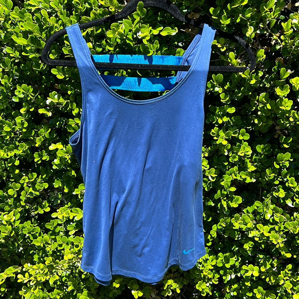 Nike royal blue tank with logo straps across back